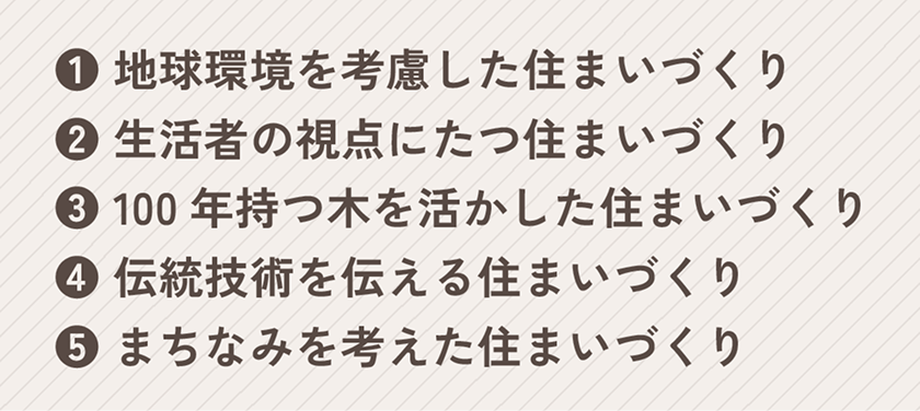 これからの住まいづくりに求められる5項目